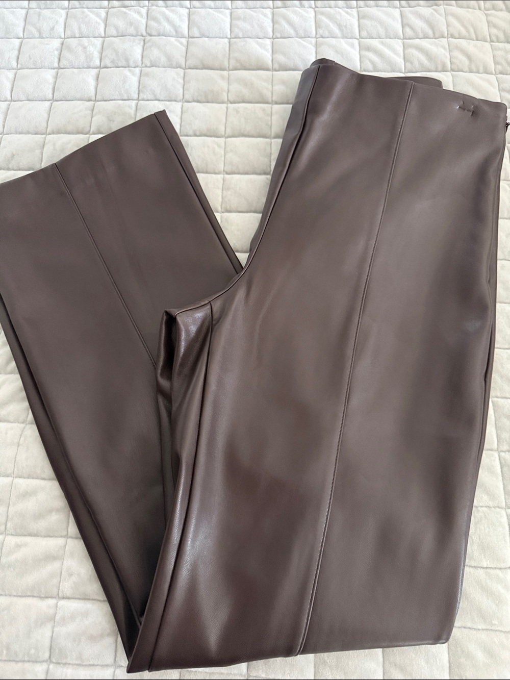 Ann Taylor Women’s Faux Leather Pants in Chocolate Brown